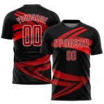 Personalized Soccer Uniform Jersey - Black Red-White Sublimation Design, Size 50 Personalized Black Red-White Sublimation