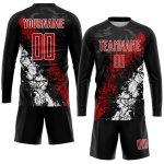 Custom Black Red White Soccer Jersey Sublimation Uniform - Size 52 Personalized Black Red-White Sublimation Soccer Uniform