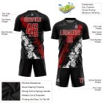 Custom Black Red White Soccer Jersey Sublimation Uniform - Size 52 Personalized Black Red-White Sublimation Soccer Uniform