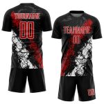 Custom Black Red White Soccer Jersey Sublimation Uniform - Size 52 Personalized Black Red-White Sublimation Soccer Uniform