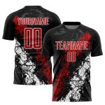 Custom Black Red White Soccer Jersey Sublimation Uniform - Size 52 Personalized Black Red-White Sublimation Soccer Uniform
