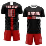 Personalized Soccer Jersey - Black Red White Sublimation Uniform 54 Personalized Black Red-White Sublimation Soccer Uniform