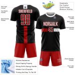 Personalized Soccer Jersey - Black Red White Sublimation Uniform 54 Personalized Black Red-White Sublimation Soccer Uniform