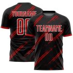 Personalized Soccer Uniform Jersey - Black Red-White Sublimation Design, Size 55 Personalized Black Red-White Sublimation