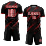 Personalized Soccer Uniform Jersey - Black Red-White Sublimation Design, Size 55 Personalized Black Red-White Sublimation