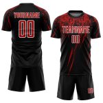 Personalized Soccer Jersey Black Red-White Sublimation Uniform for Kids 6 Personalized Black Red-White Sublimation Soccer