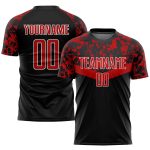Personalized Black Red White Soccer Jersey Uniform - Custom Sublimation Design Personalized Black Red-White Sublimation Soccer