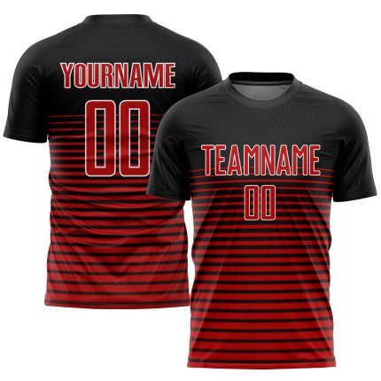 Custom Black Red White Soccer Jersey - Personalized Sublimation Uniform Personalized Black Red-White Sublimation Soccer Uniform