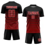 Custom Name Number Soccer Jersey Uniform - Personalized Black Red-White Sublimation Team Gear Personalized Black Red-White
