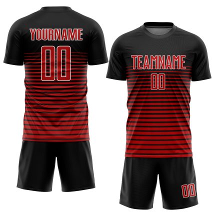 Custom Black Red White Soccer Jersey - Personalized Sublimation Uniform Personalized Black Red-White Sublimation Soccer Uniform
