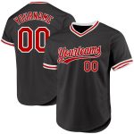 Personalized Throwback Baseball Jersey - Black Red-White Design Personalized Black Red-White Throwback Baseball Jersey