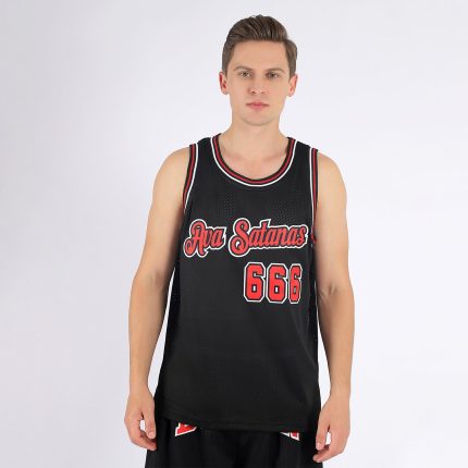 Personalized Basketball Jersey - Black Red-White Throwback Design Personalized Black Red-White Throwback Basketball Jersey