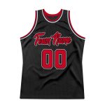 Personalized Black Red White Throwback Basketball Jersey for Men - Size 3 Personalized Black Red-White Throwback Basketball