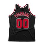 Personalized Black Red White Throwback Basketball Jersey for Men - Size 3 Personalized Black Red-White Throwback Basketball