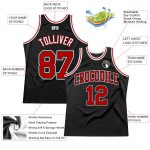 Personalized Basketball Jersey Black Red White Throwback 37 - Custom Athletic Apparel Personalized Black Red-White Throwback