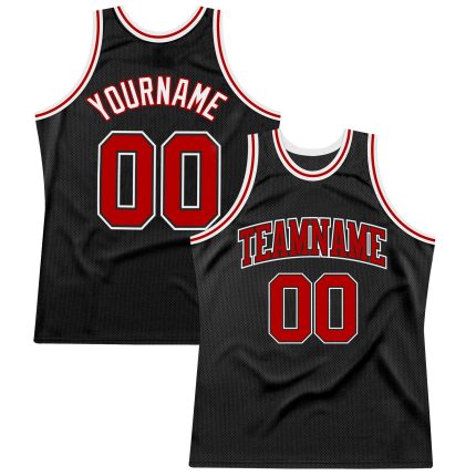 Personalized Basketball Jersey Black Red White Throwback 37 - Custom Athletic Apparel Personalized Black Red-White Throwback