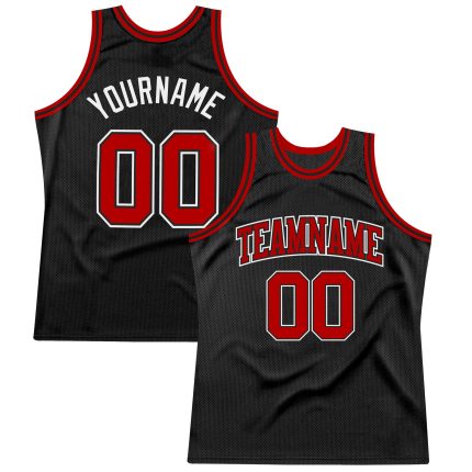 Personalized Throwback Basketball Jersey Black Red White Size 38 Personalized Black Red-White Throwback Basketball Jersey