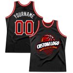 Personalized Basketball Jersey Throwback Black Red White 39 Size Personalized Black Red-White Throwback Basketball Jersey