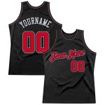 Personalized Basketball Jersey - Black Red-White Throwback Design Personalized Black Red-White Throwback Basketball Jersey