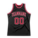 Personalized Throwback Basketball Jersey in Black Red-White, Size 4 Personalized Black Red-White Throwback Basketball Jersey