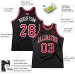 Personalized Throwback Basketball Jersey in Black Red-White, Size 4 Personalized Black Red-White Throwback Basketball Jersey