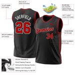 Personalized Throwback Basketball Jersey Black Red White 40 Size Personalized Black Red-White Throwback Basketball Jersey