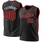 Personalized Throwback Basketball Jersey Black Red White 40 Size Personalized Black Red-White Throwback Basketball Jersey