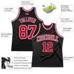 Personalized Throwback Basketball Jersey in Black Red-White - Customizable Number 5 Personalized Black Red-White Throwback