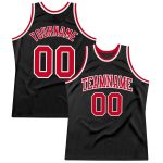 Personalized Throwback Basketball Jersey in Black Red-White - Customizable Number 5 Personalized Black Red-White Throwback