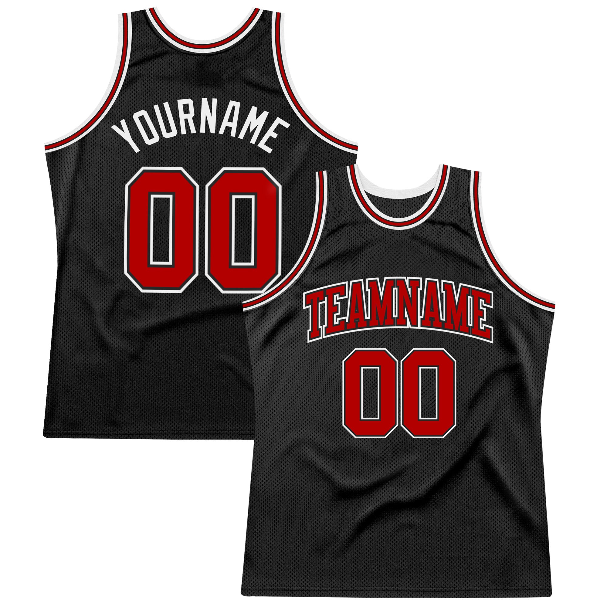 Personalized Black Red White Basketball Jersey for Youth 6 - Throwback Style Personalized Black Red-White Throwback Basketball