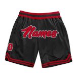 Custom Personalized Throwback Basketball Shorts in Black Red White - Size 4 Personalized Black Red-White Throwback Basketball