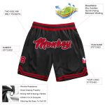 Custom Personalized Throwback Basketball Shorts in Black Red White - Size 4 Personalized Black Red-White Throwback Basketball