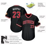 Personalized Black Red-White Baseball Jersey Shirt - Throwback Rib-Knit Style 2 Personalized Black Red-White Throwback Rib-Knit