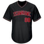 Personalized Baseball Jersey Shirt Black Red White Throwback Rib-Knit for Men and Women Personalized Black Red-White Throwback