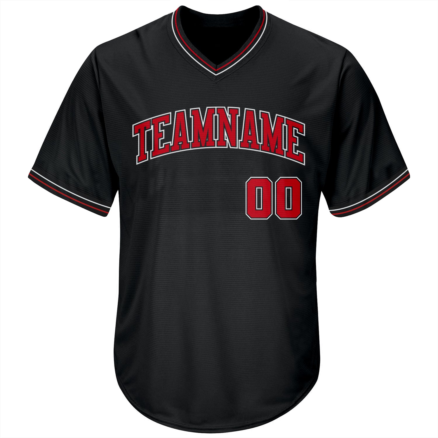 Personalized Baseball Jersey Shirt Black Red White Throwback Rib-Knit for Men and Women Personalized Black Red-White Throwback - Image 2