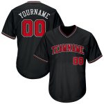 Personalized Baseball Jersey Shirt Black Red White Throwback Rib-Knit for Men and Women Personalized Black Red-White Throwback