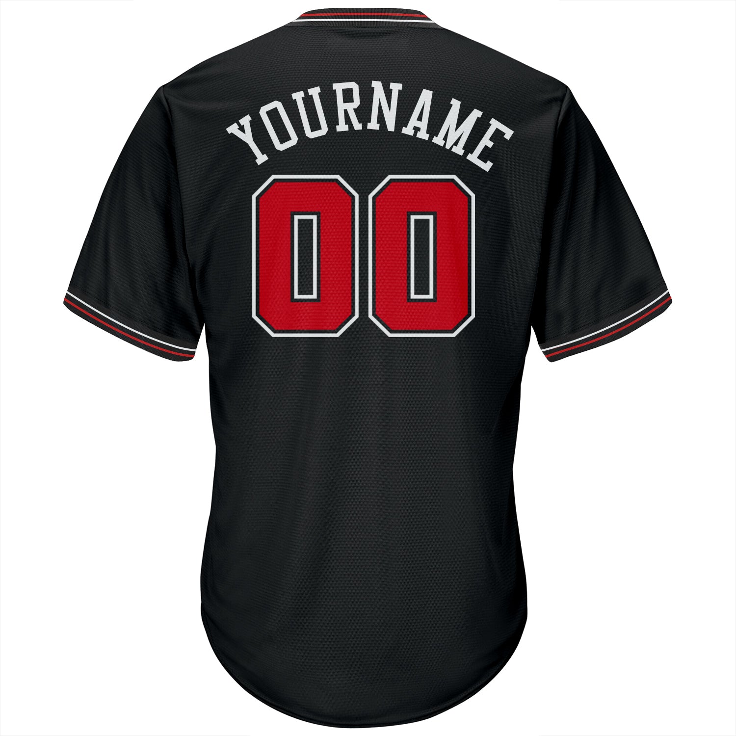 Personalized Baseball Jersey Shirt Black Red White Throwback Rib-Knit for Men and Women Personalized Black Red-White Throwback - Image 3