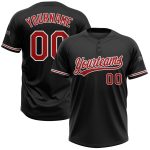 Personalized Unisex Softball Jersey Black Red-White Two-Button Design Personalized Black Red-White Two-Button Unisex Softball