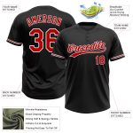 Personalized Unisex Softball Jersey Black Red-White Two-Button Design Personalized Black Red-White Two-Button Unisex Softball