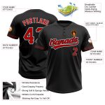 Personalized Softball Jersey Unisex Two-Button Black Red-White Design Personalized Black Red-White Two-Button Unisex Softball