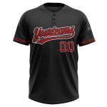 Personalized Softball Jersey Unisex Two-Button Black Red-White Design Personalized Black Red-White Two-Button Unisex Softball
