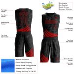 Custom Basketball Jersey, Personalized Sublimation Round Neck Suit with Black Red Wind Shapes, Custom Name & Number Personalized