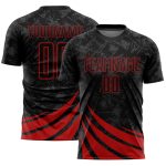 Custom Black Red Wind Shape Soccer Jersey - Personalized Sublimation Uniform Personalized Black Red Wind Shapes Sublimation