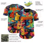 Personalized 3D Abstract Baseball Jersey in Black Red-Yellow Colors Personalized Black Red-Yellow 3D Abstract Painting Baseball