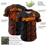 Personalized 3D Pattern Lobster Lemon Baseball Jersey in Black Red-Yellow Design Personalized Black Red-Yellow 3D Pattern