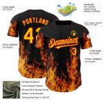 Custom Name Number Baseball Jersey - Personalized 3D Flame Design in Black Red Yellow - Authentic Team Apparel Personalized