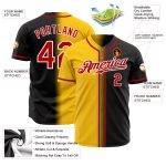 Custom Team Baseball Jersey - Personalized Gradient Design in Black, Red, and Yellow-White with Name and Number Personalized