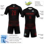 Custom Name Number Personalized Zigzag Volleyball Uniform Jersey Black Red Personalized Black Red Zigzag Sublimation Volleyball