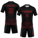 Custom Name Number Personalized Zigzag Volleyball Uniform Jersey Black Red Personalized Black Red Zigzag Sublimation Volleyball