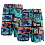 Personalized Black 3D Ocean Life Basketball Shorts in Royal-Bay Orange - Summer Style Personalized Black Royal-Bay Orange